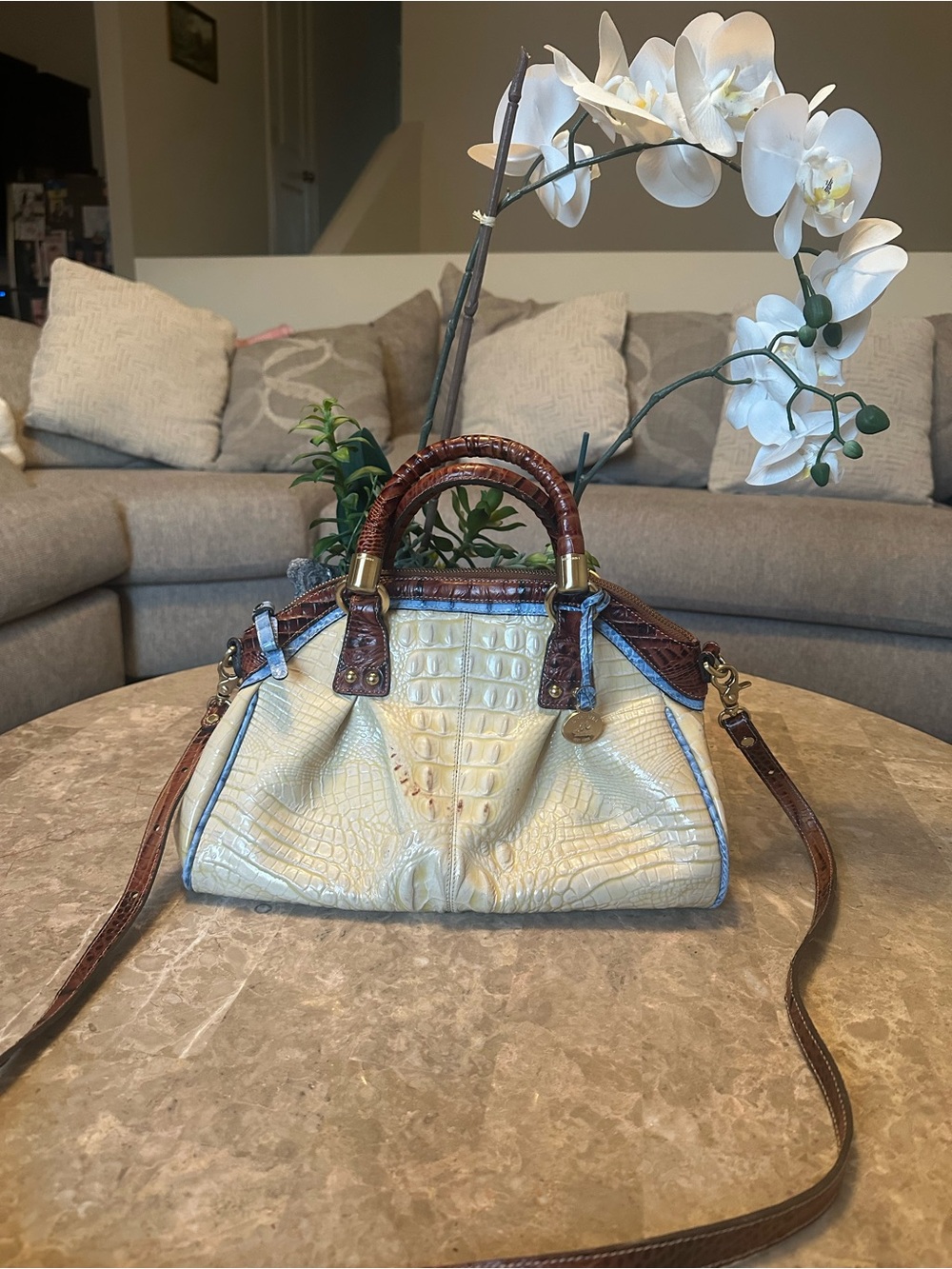 Brahmin Lisa
Whisper Glossy Tri-Color satchel, NWT